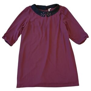 LC Lauren Conrad Burgundy Women’s Dress with Black Collar